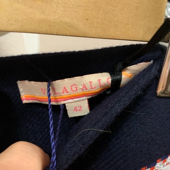 VILAGALLO Mini Skirt Navy, Red And Silver Size 42 US 10, Nwt - Picture 6 of 13